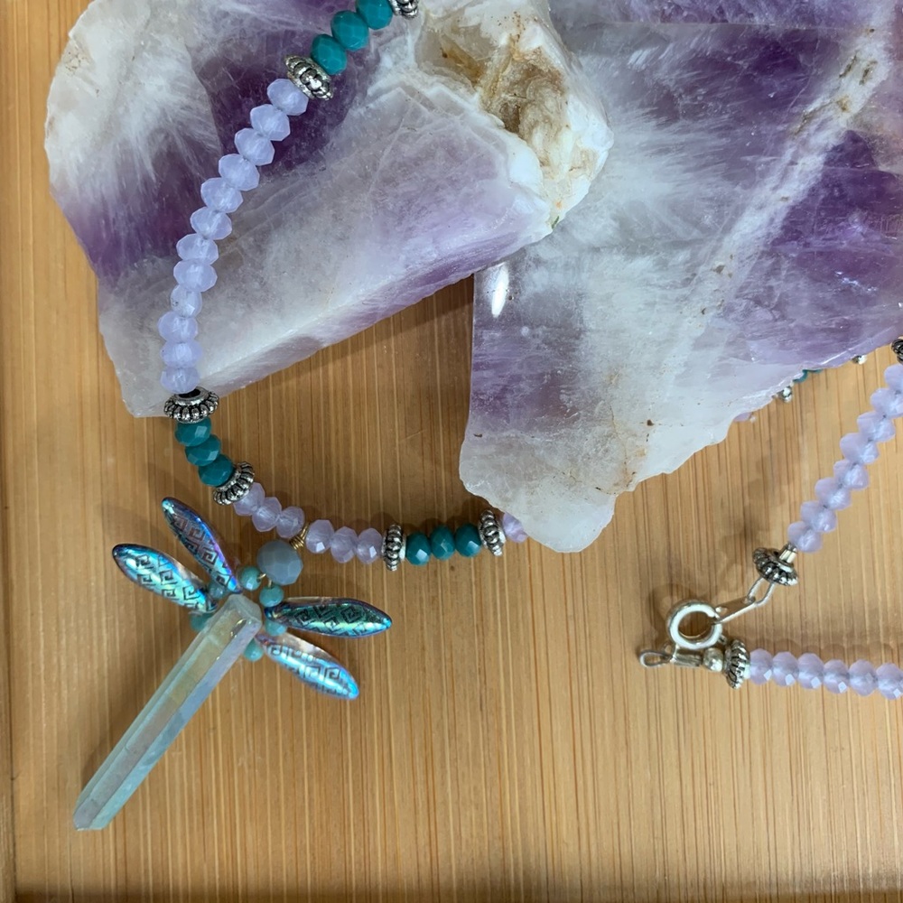 Quartz Crystal Dragonfly Necklace